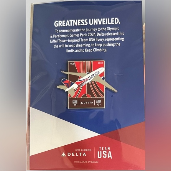 Team USA Delta Air Lines Collectible Pin & Delta Pilot Card A350 No.63 New - Picture 6 of 16